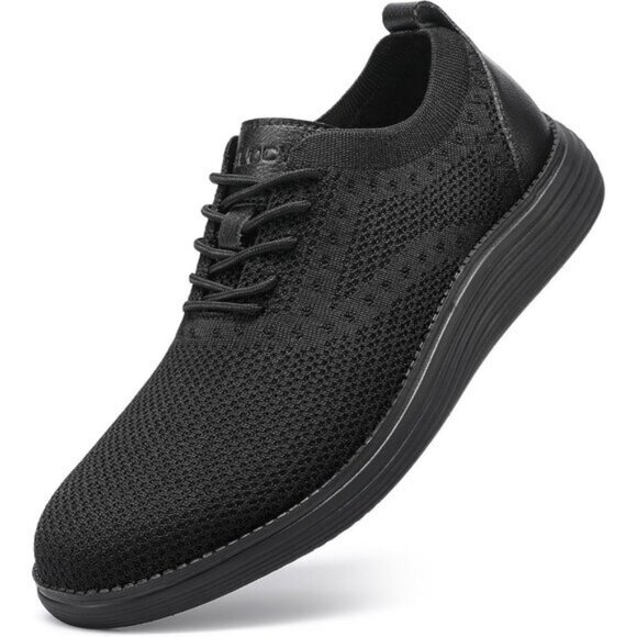 🆕VILOCY Men's All Black Casual Dress Oxfords Business Mesh Breathable Sneakers - Picture 2 of 10